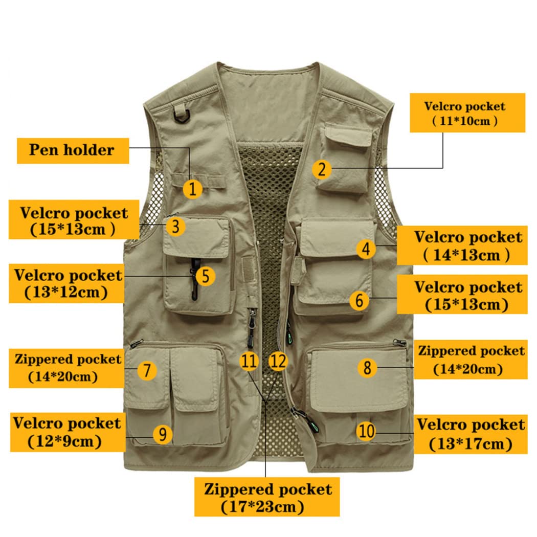 Chaleco Multibolsillo para Hombre Chaleco Respirable De Secado Rápido para Verano Chaleco De Pesca para Exteriores Chaqueta De Viaje para Fotografía De Ocio