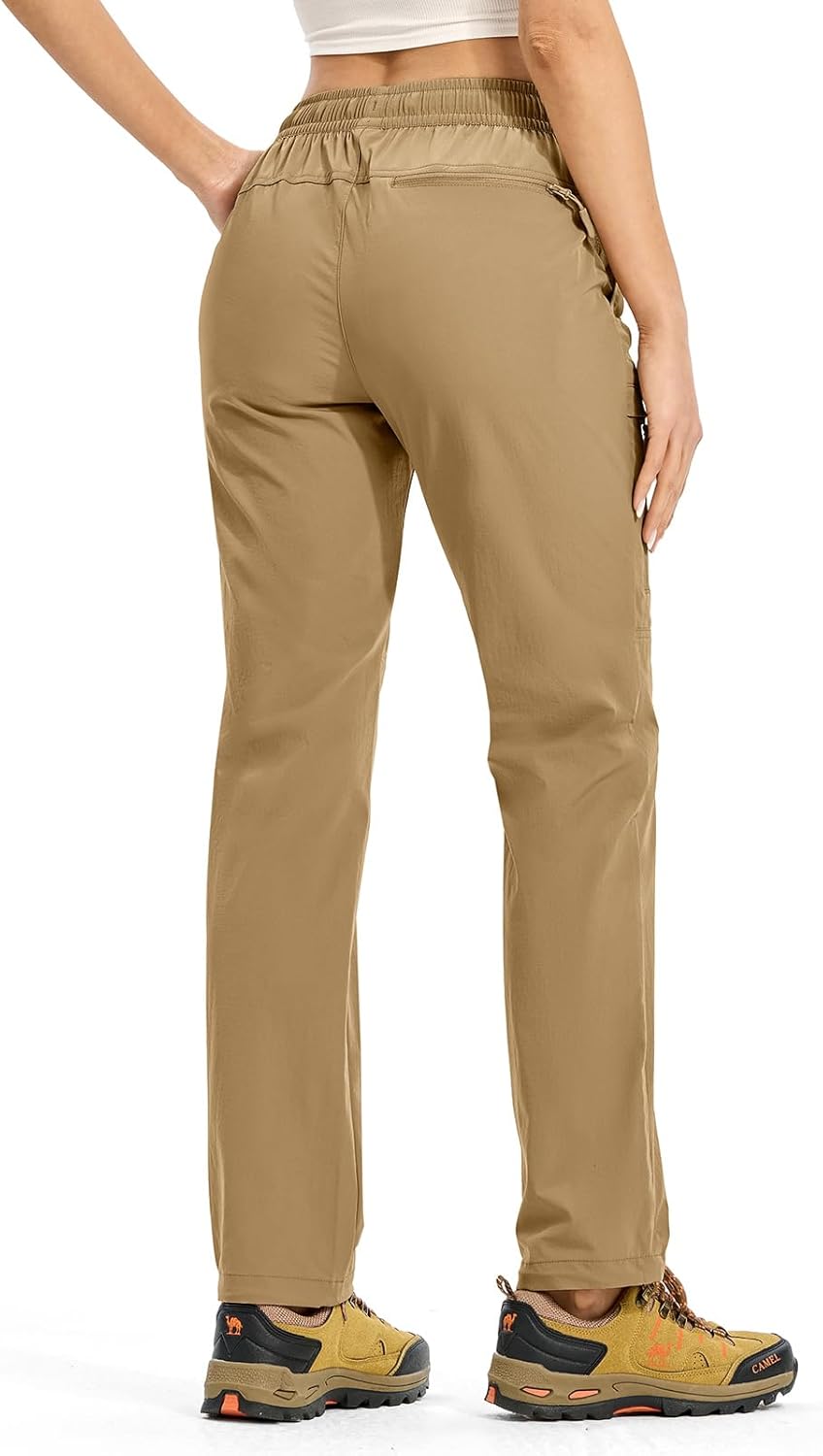 Rdruko Women's Hiking Pants Lightweight Quick Dry Water Resistant Cargo Outdoor Travel Pants Elastic Waist - Image 2