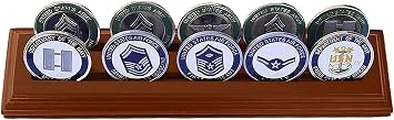 DECOMIL Challenge Coin Holder, Military Coin Display Case Solid Walnut - Medium - 2 Row