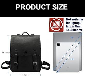 Amazon.com: LXY Vegan Leather Backpack Vintage Laptop Bookbag for