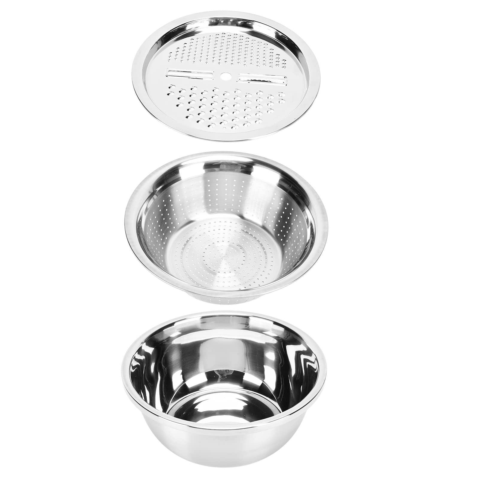 Conjunto de Tigela para Lavar Arroz 3 Em 1 Em Aço Inoxidável 304 | Conjunto de Utensílios
