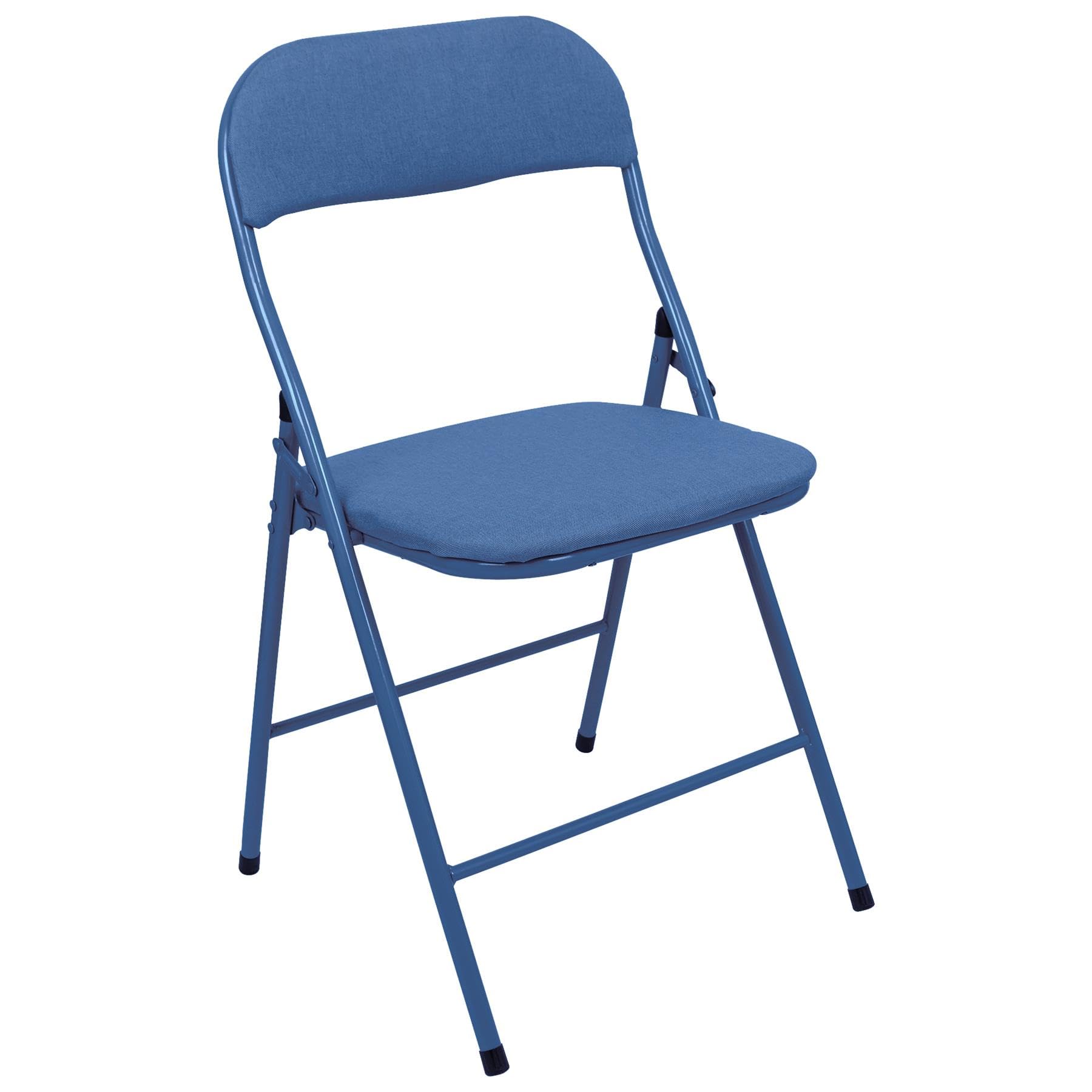 Harbour Housewares Fabric Padded Folding Chair - Blue - Cushioned Foldable Chair with Metal Frame Fabric Upholstered Seat Folding Seats Indoor for Home, Dining, Office — image 1
