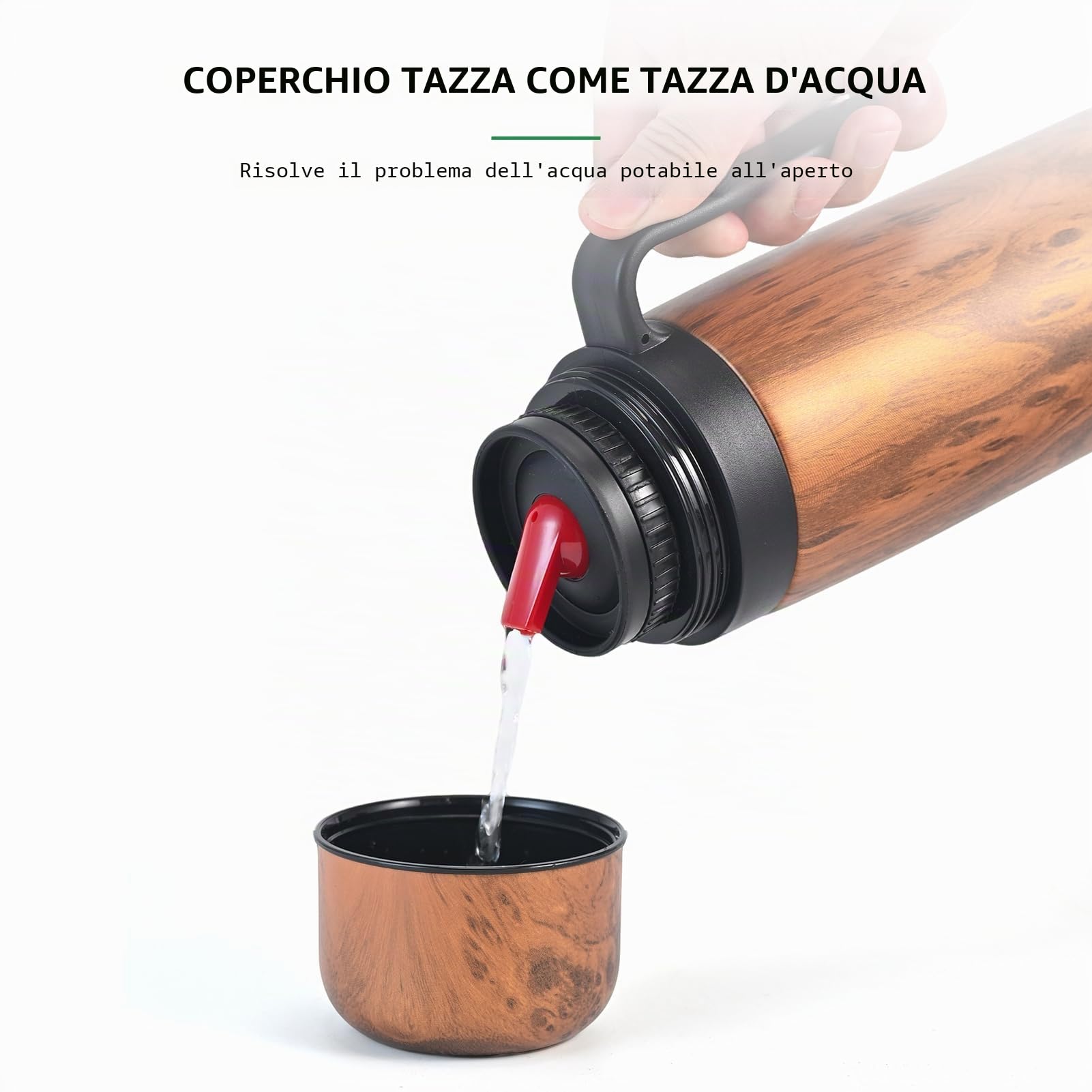 Set Tazza e Termo Yerba Mate – Borraccia Moderna per Maté, Bottiglia Termica, Bombilla e Spazzola di Pulizia Incluse – Tutto in Acciaio Inox 304 18/8 di Qualità Premium (Grano di Legno)