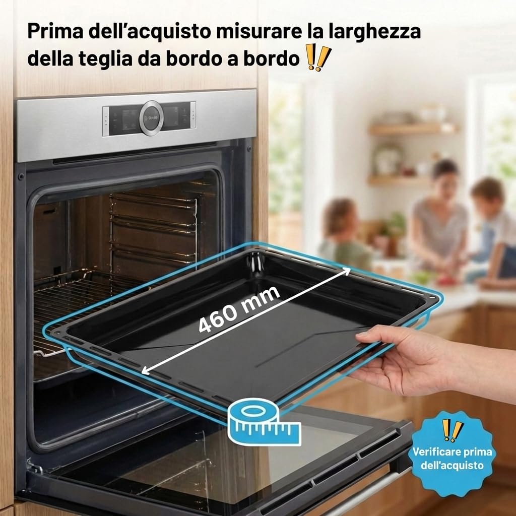 ICQN Set 2 Leccarde Smaltate per Forno 46x37x3 cm, Compatibile con Beko, Bosch e Samsung, Teglie Standard per Forno