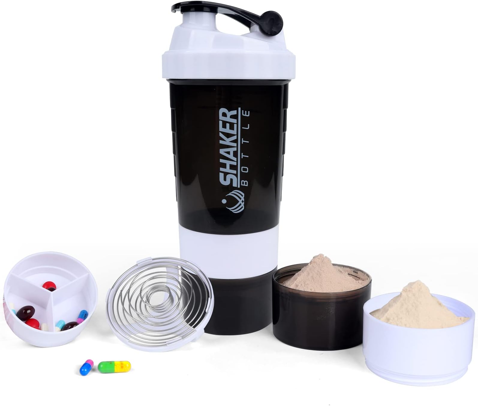 VECH Protein Shaker Bottle - Sports Water Bottle - Non Slip 3 Layer