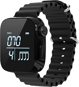 Vibrating Metronome Watch, Wearable Metronome for Guitar, Violin, Piano, Drum Practice, and Workout Tempo Trainer with Adjustable Strap, App Support and Long Battery Life Black | Wearable for Guitar, Violin, Piano, Drum, Workout Tempo Trainer, Adjustable Strap, App Support, Long Battery Life