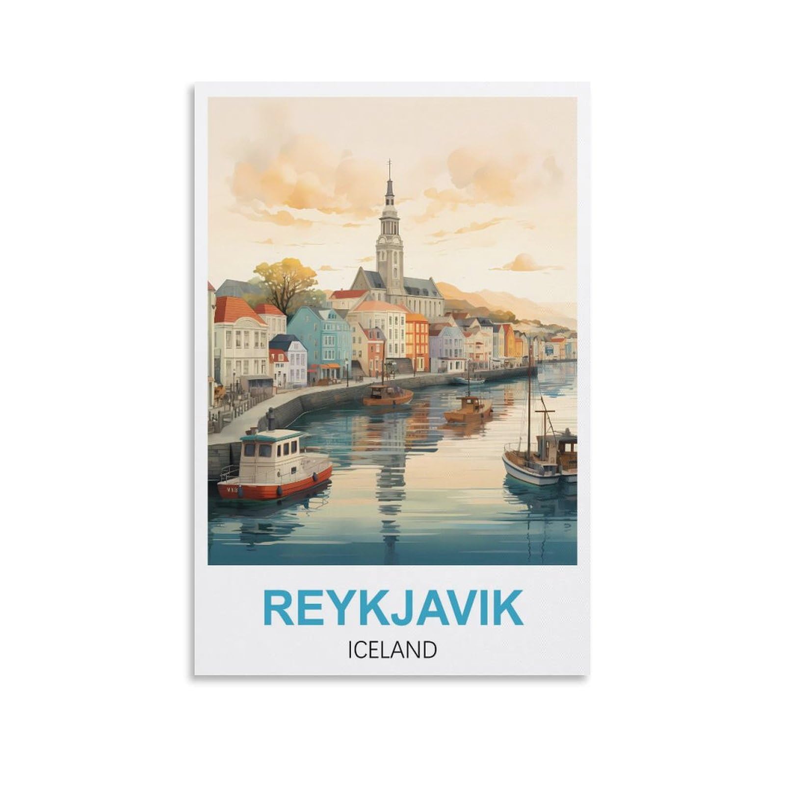 CEYHNO Reykjavik Iceland Vintage Travel Poster 08x12inch(20x30cm) Canvas Art Poster And Wall Art Picture Print Modern Family Bedroom Decor