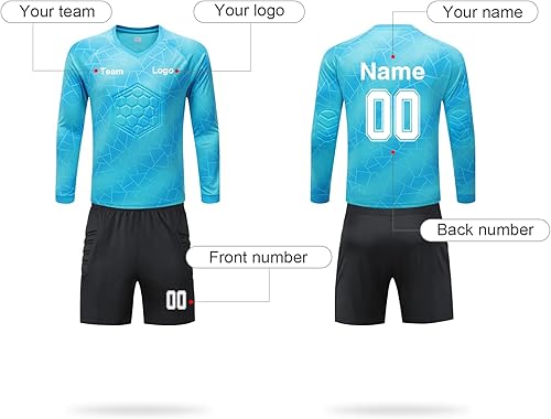 Miniatura 2 de Camiseta de portero de fútbol personalizada para niños y jóvenes, acolchada con número de nombre, logotipo del equipo, para niños y adultos