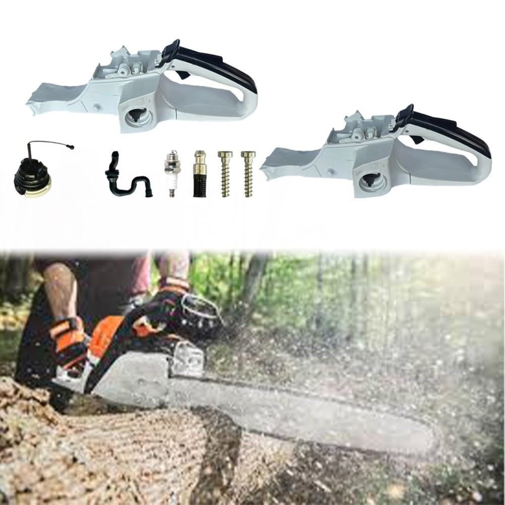 Eawfgtuw Conjunto de mango trasero 11403500825 compatible con motosierra MS311 MS362, kit de tapa de tanque de combustible de metal con flotador de boquilla de tubo, piezas de reparación plateadas