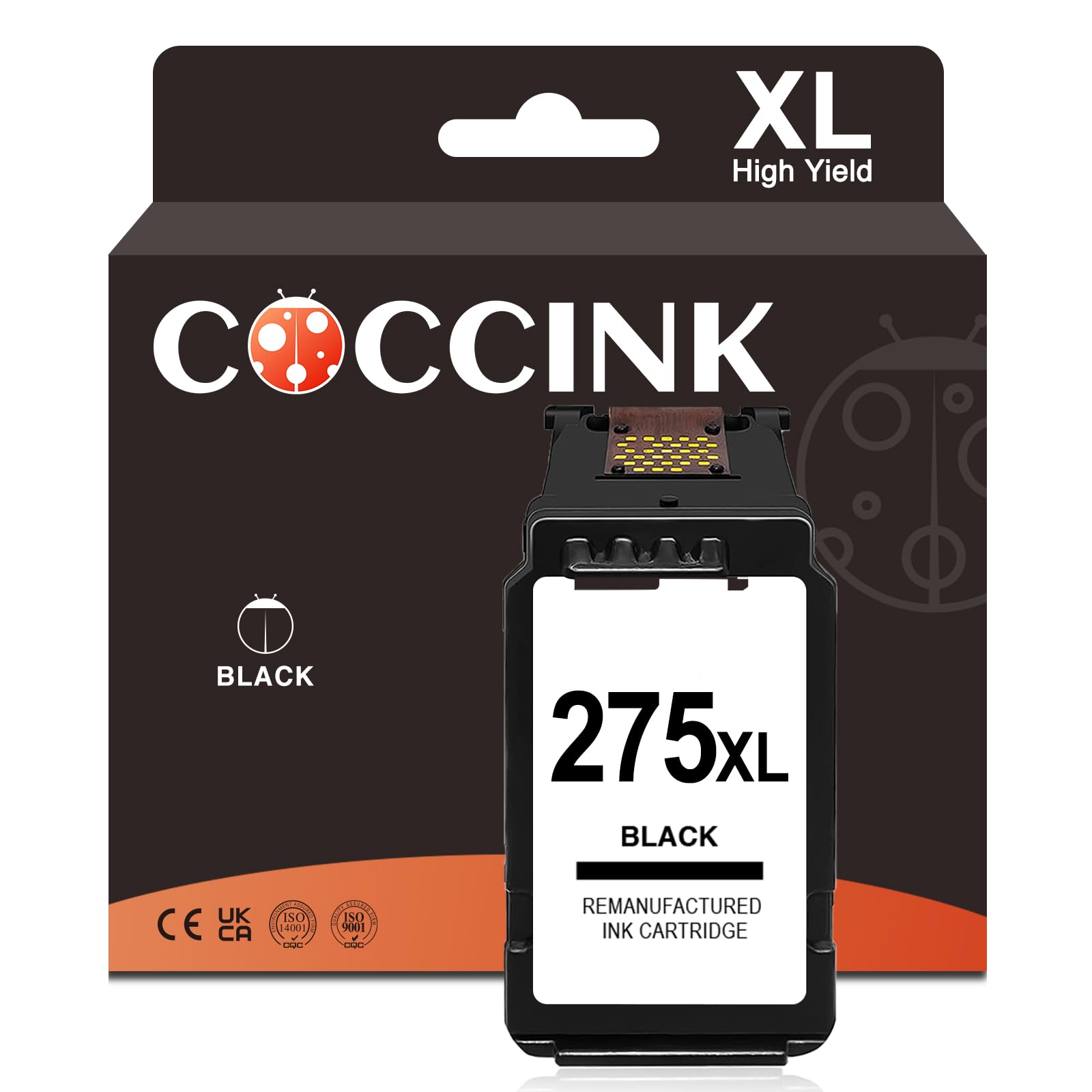 COCCINK PG-275XL (1 Black) Remanufactured Ink Cartridge Replacement for Canon 275 XL Compatible to PIXMA TS3522 TS3520 TR4720 TR4722 Printer High Yield