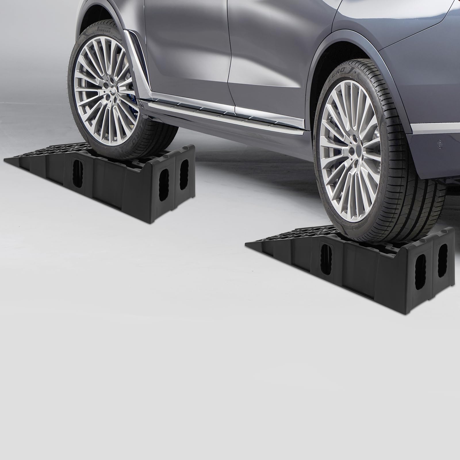 Rampa de carga para coches, elevador de coches 5T, rampa para coche de 245 mm de ancho de entrada con bloque antideslizante, cuñas de acceso para lugares, escalones de garaje, rampas de carga