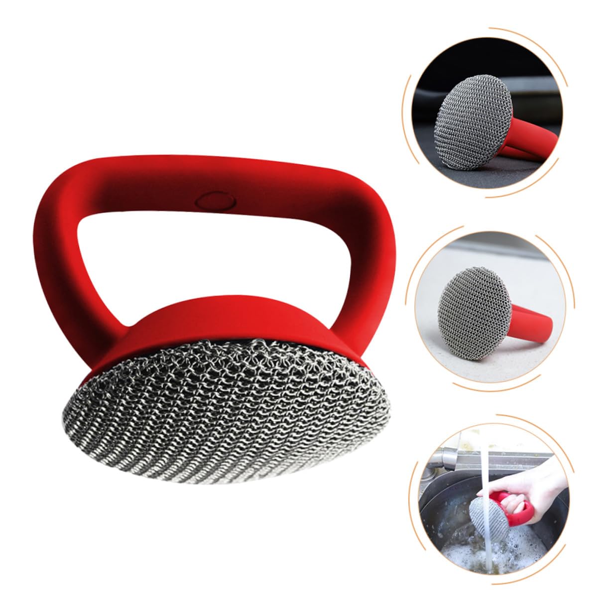 Homoyoyo Cepillo de Alambre Inoxidable con Mango de Silicona Ergonómico para Limpieza de Ollas y Sartenes Cepillo de Malla Duradero para Cocina Limpieza Profunda de Rejillas y Hornos