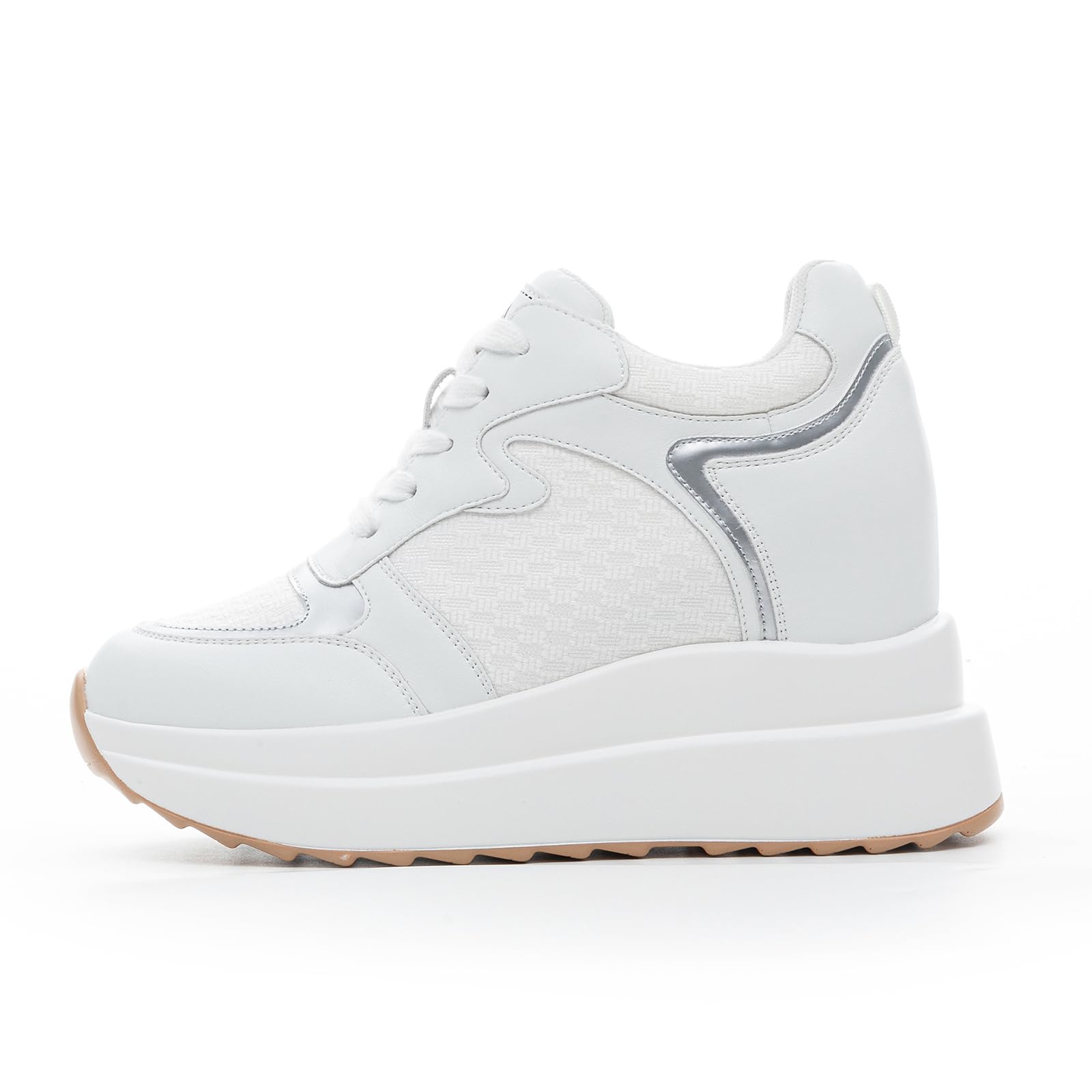Sneakers Zeppa Interna Donna Alta Scarpe con Rialzo Interno Moda Platform Traspirante Scarpe da Ginnastica con Tacco 10 cm