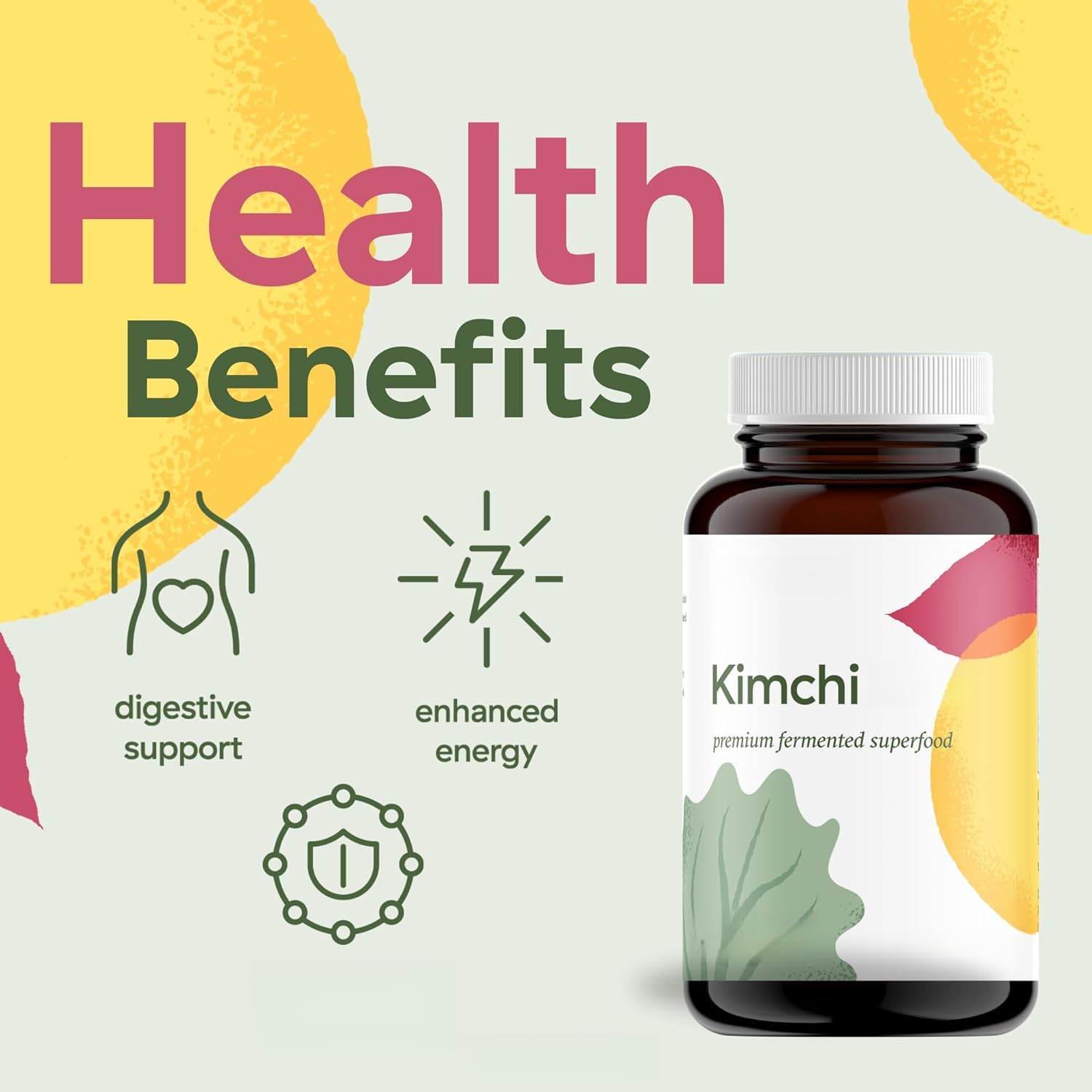 Complexe de poudre de kimchi, avec probiotiques et enzymes, 2 pcs | équilibrer la microflore intestinale ; stimuler l'absorption des nutriments; aider la fonction digestive