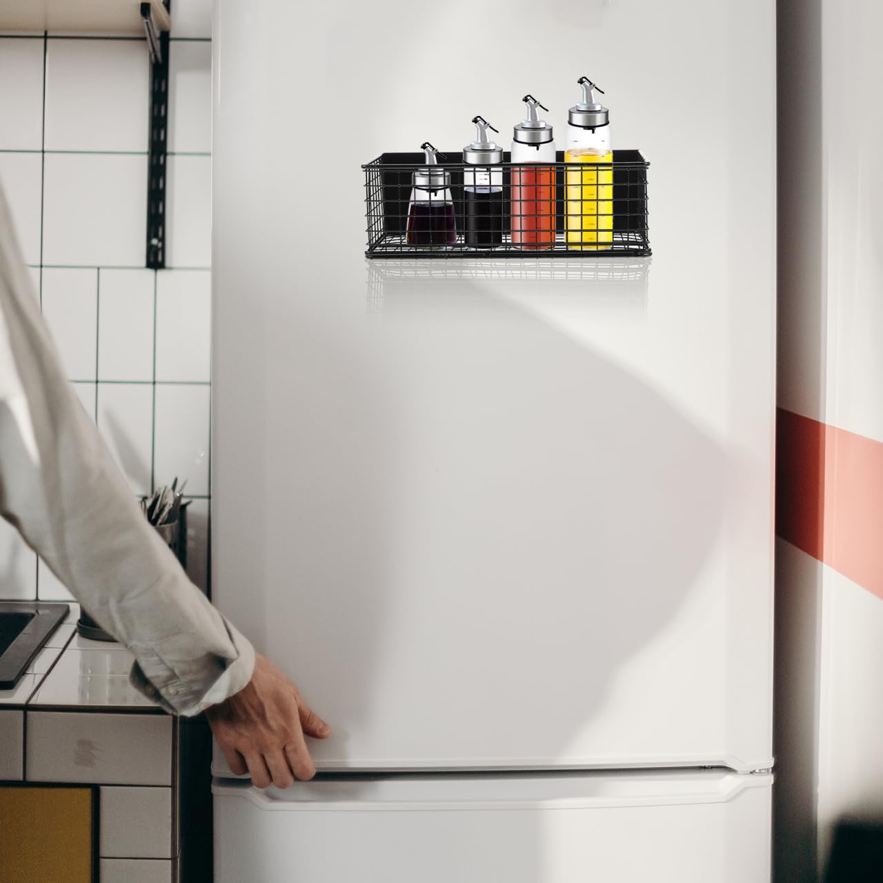 PRETYZOOM Magnetisches Gewürzregal Für Kühlschrank 24.50X10.00X8.00Cm Magnetablage Küchen Organizer Ohne Bohren Platzsparend Für Gewürzflaschen Und Küchenutensilien