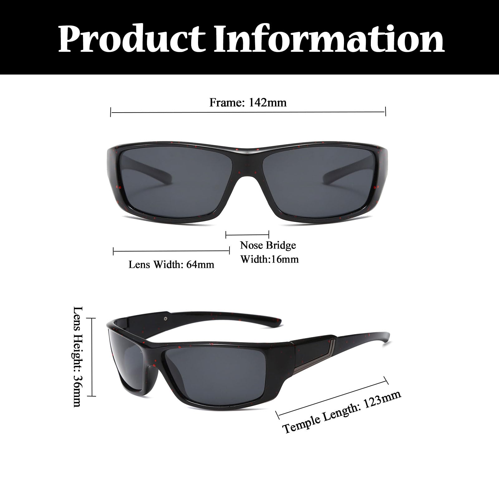 LJCZKA Polarised Sport Sunglasses for Men Women Wrap Around Sport Glasses UV400 Protection Eyewear for Cycling Fishing Running - Image 3