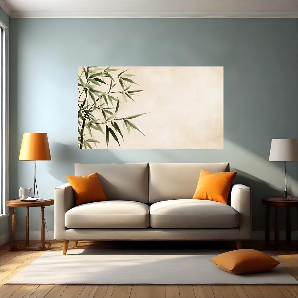 Vinilo pared bambú texturizado acuarela elegante 100x70 cm