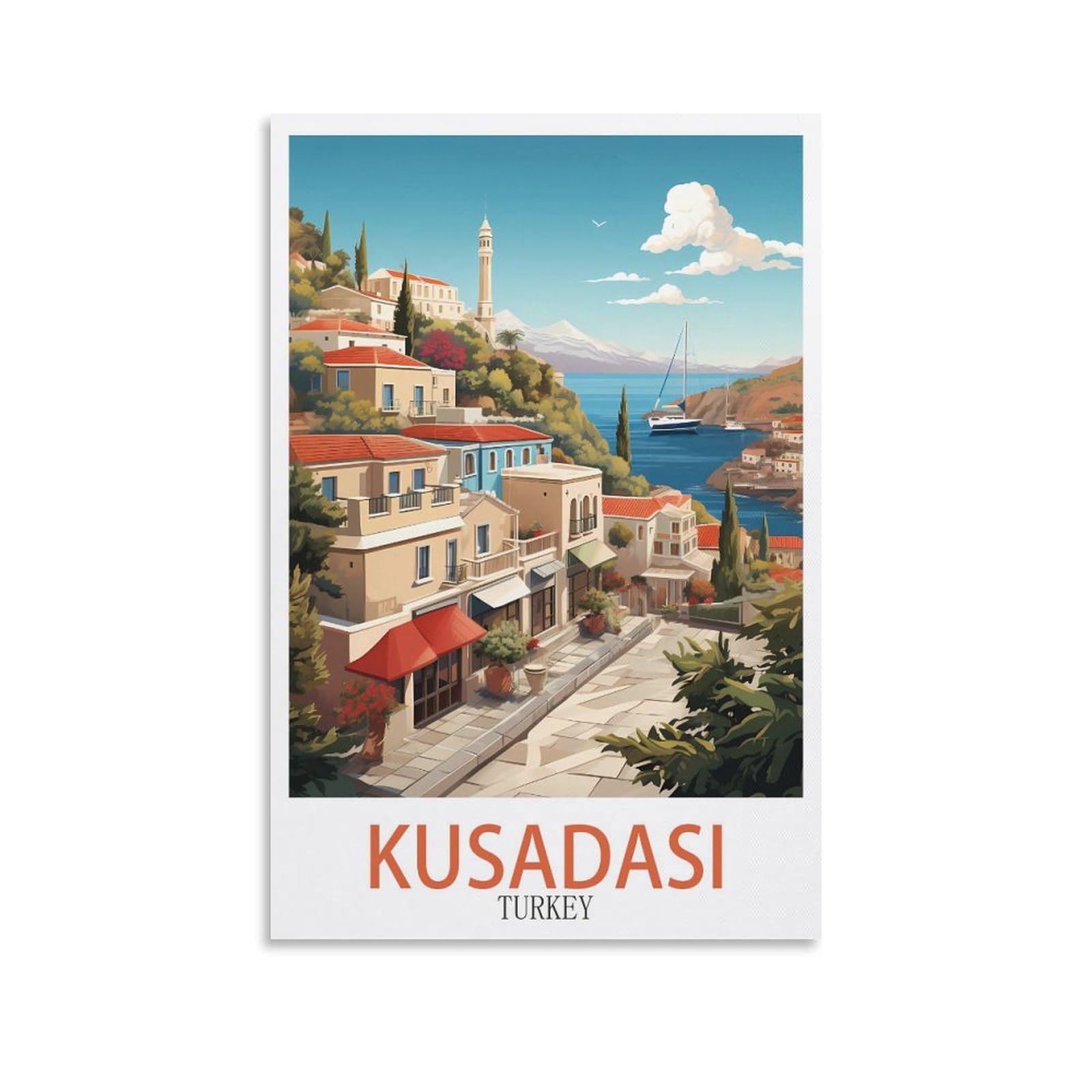 Nprzm A390 Metal Tin Sign Plaque Poster Kusadasi Turkey Cave Signs Art Plaque Poster Wall Decor For Home Kitchen Bar Club Coffee Shop Orchard Decoration 15X30cm