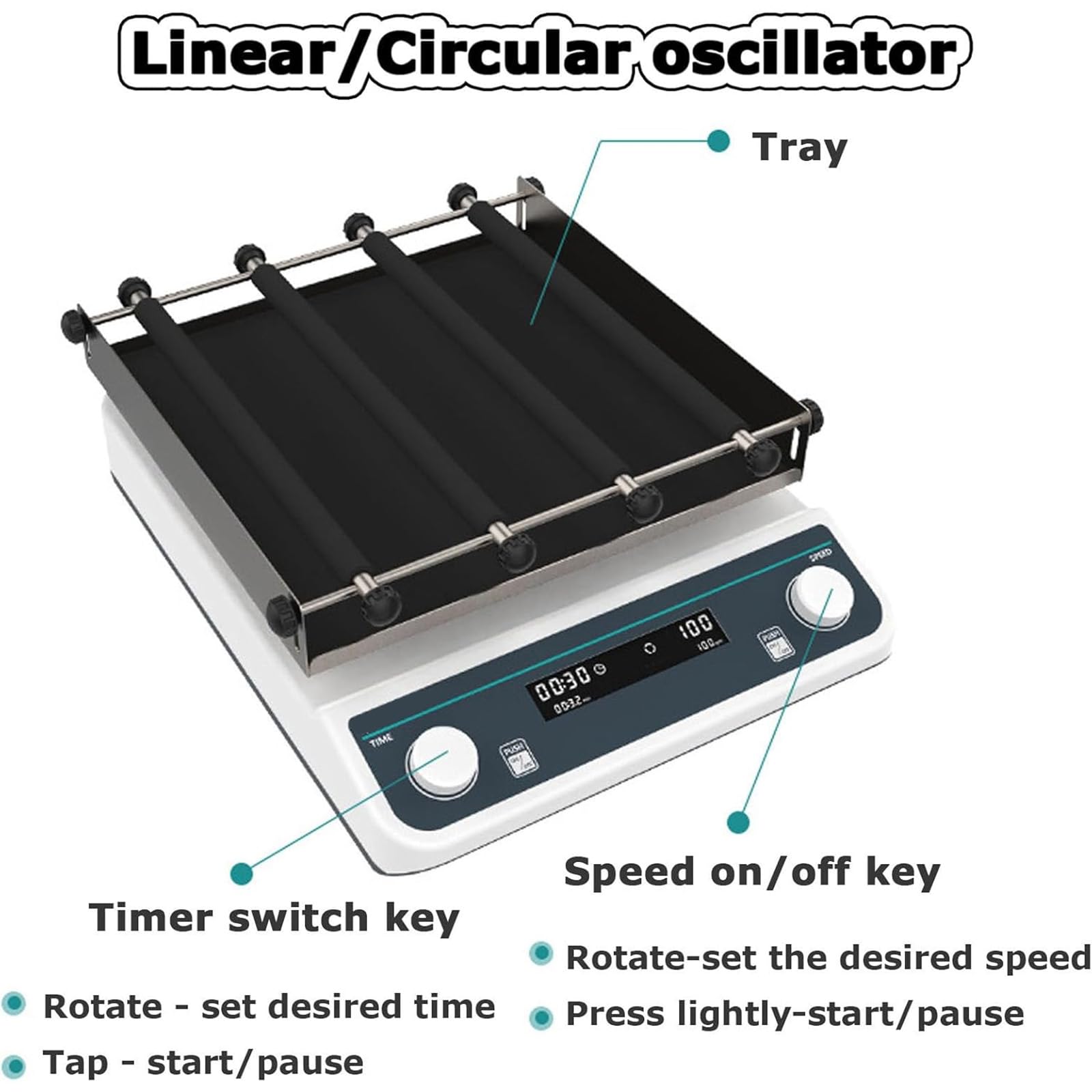 Agitatore orbitale da laboratorio con motore brushless, agitatore rotante digitale da laboratorio con display, intervallo di velocità regolabile: 40-200 giri/min