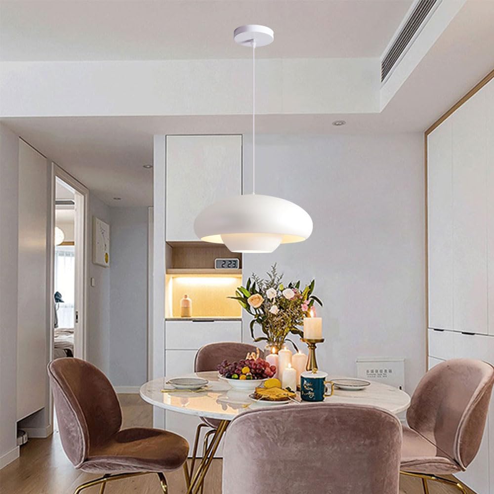Lampada a Sospensione in Metallo Bianco in Stile Francese