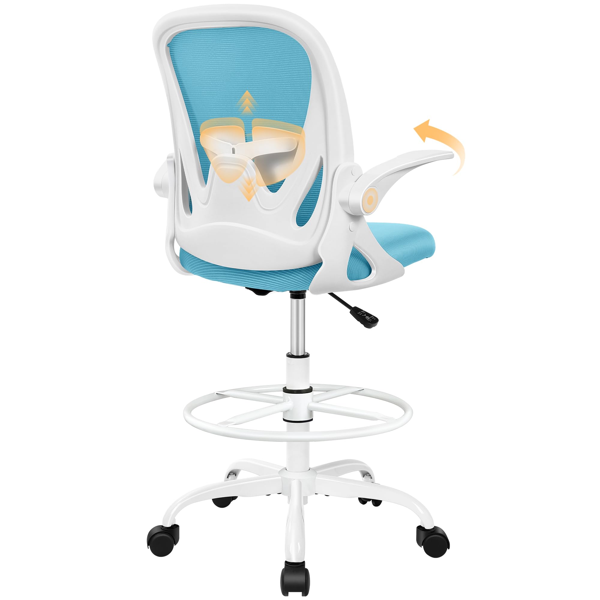 Photo 1 of Primy Drafting Chair - Blue, Adjustable Footrest