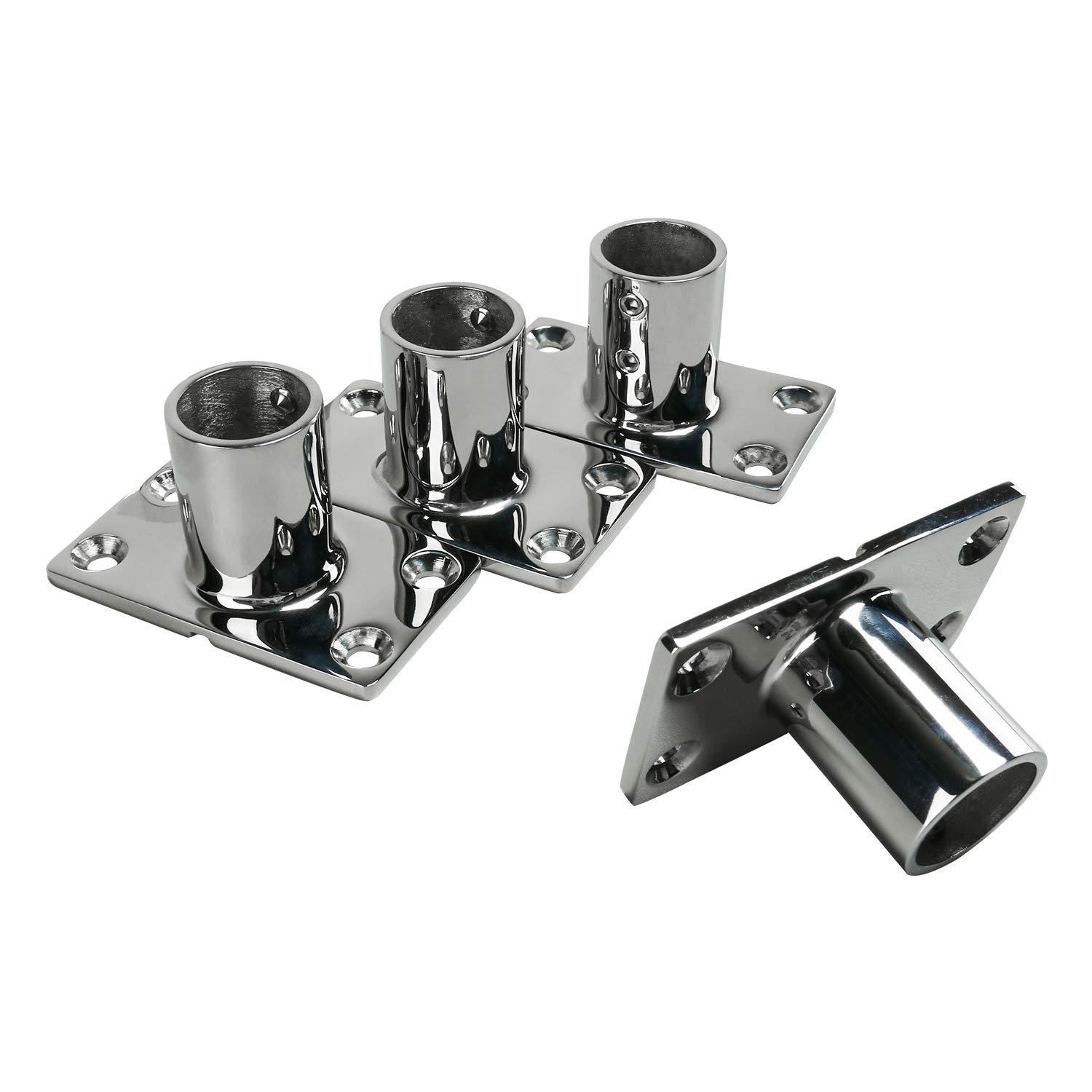 YaeMarine90 Degree 1 Inch/25mm Rectangular Base Stainless Steel Marine Boat Handrail Fitting Hardware for Boat