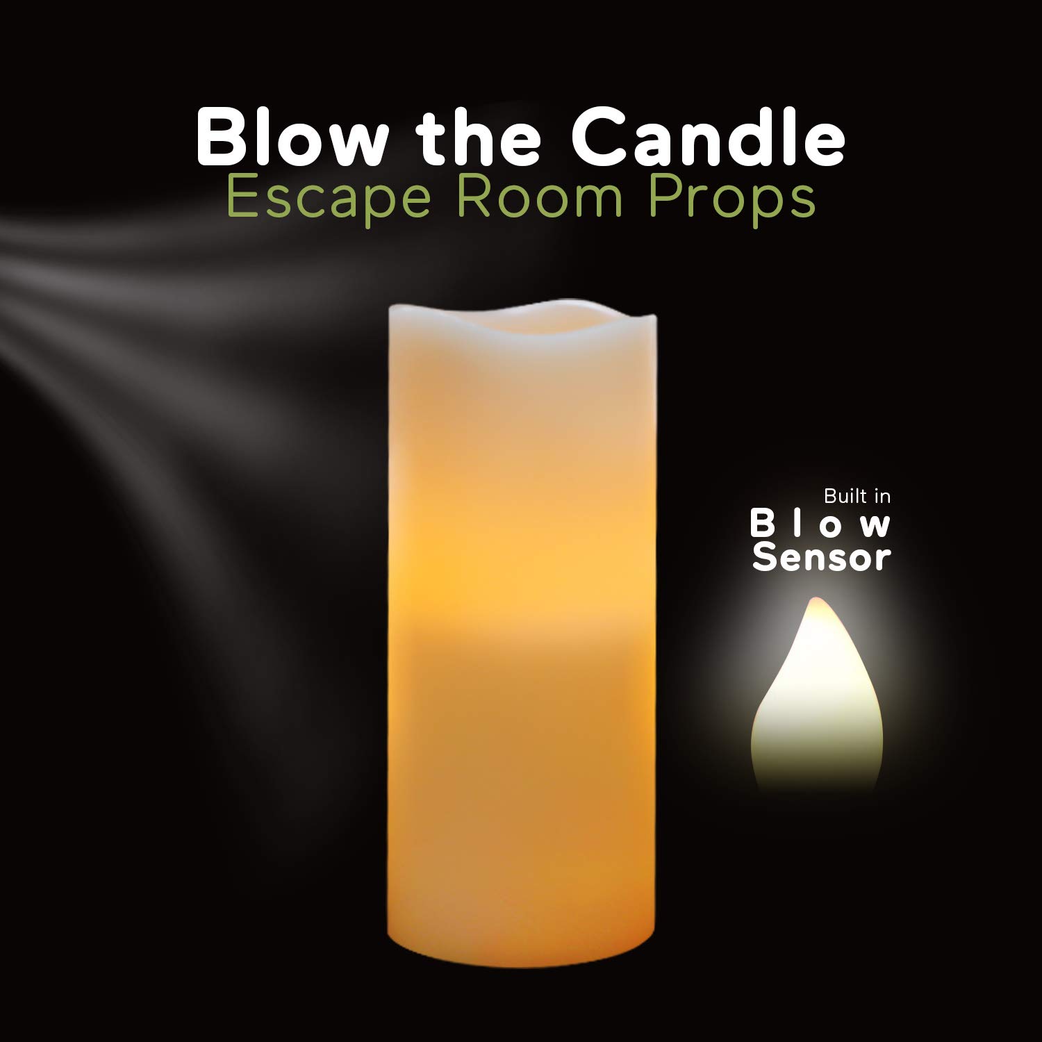 BearHoHo Escape Room Props Candle Props Real Life Game Candles Blow On/Out to Unlock Create Puzzle Indoor Game Adventure Control EM Lock Room Escape Playing (Blow OUT in Order, 3 Candles)
