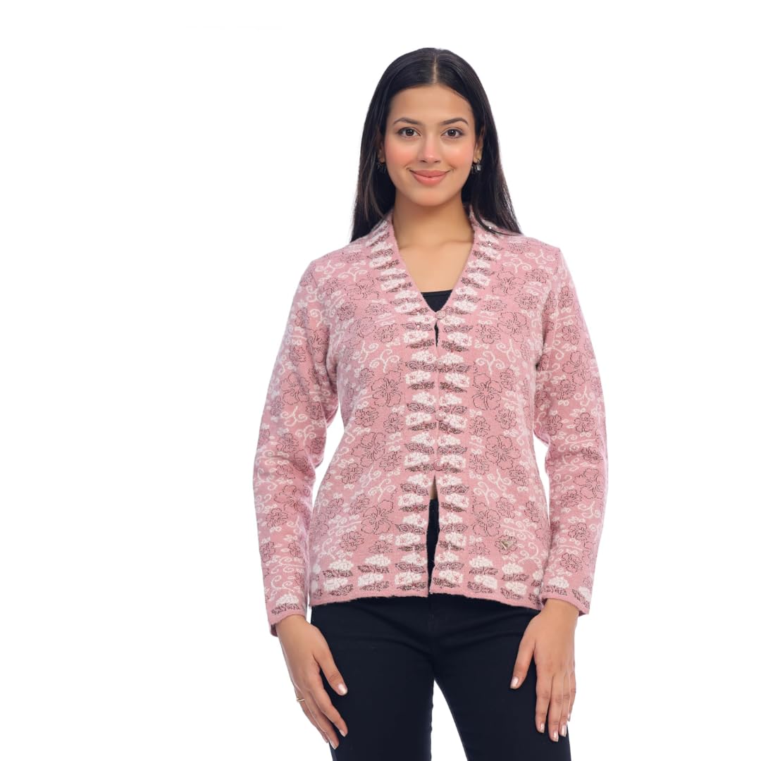 Stylish Woolen Embroidered V Shape Cardigan for Women-image-7