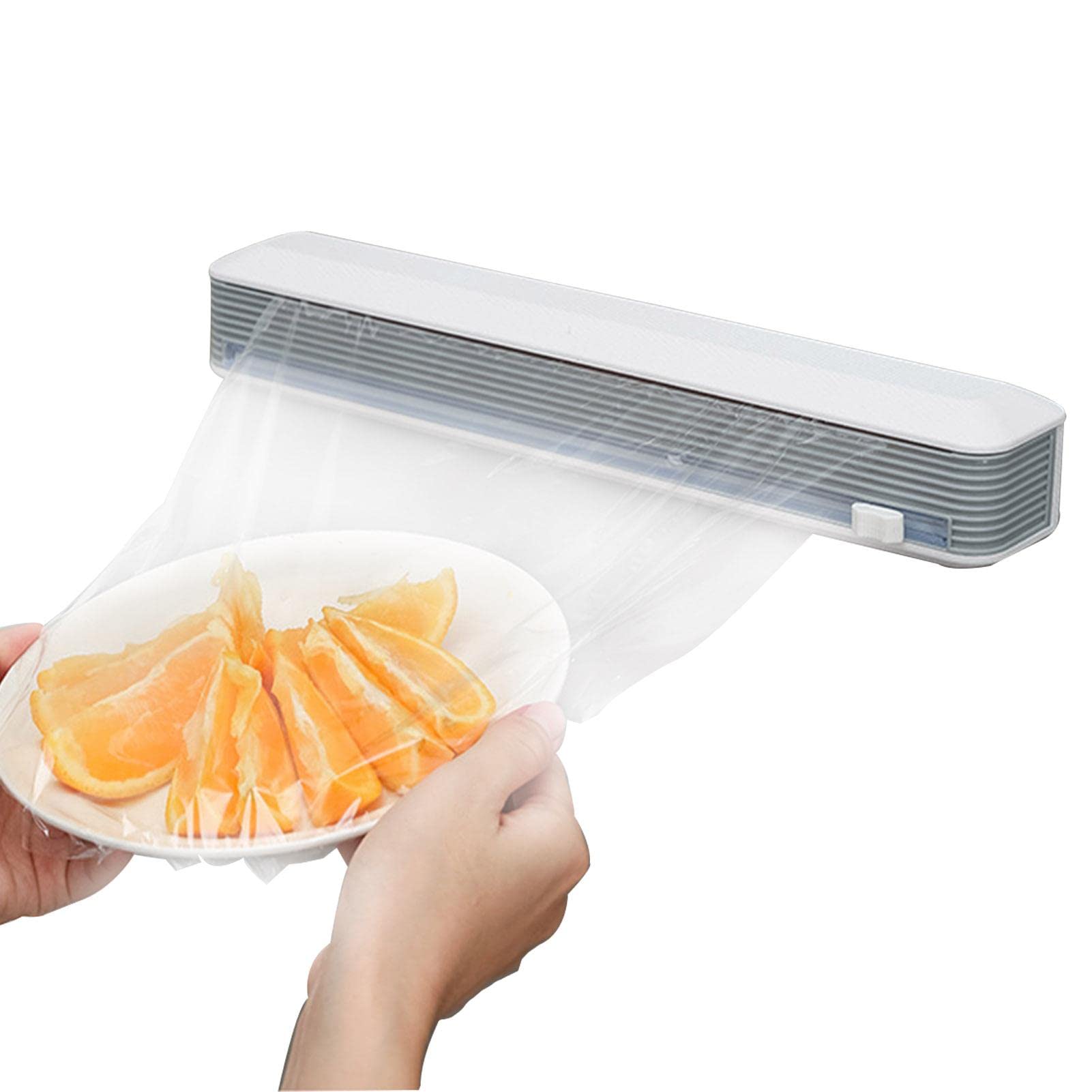 Organizer Plastic Wrap Dispenser With Cutter-Refillable Cling Film Dispenser With Aluminum Foil