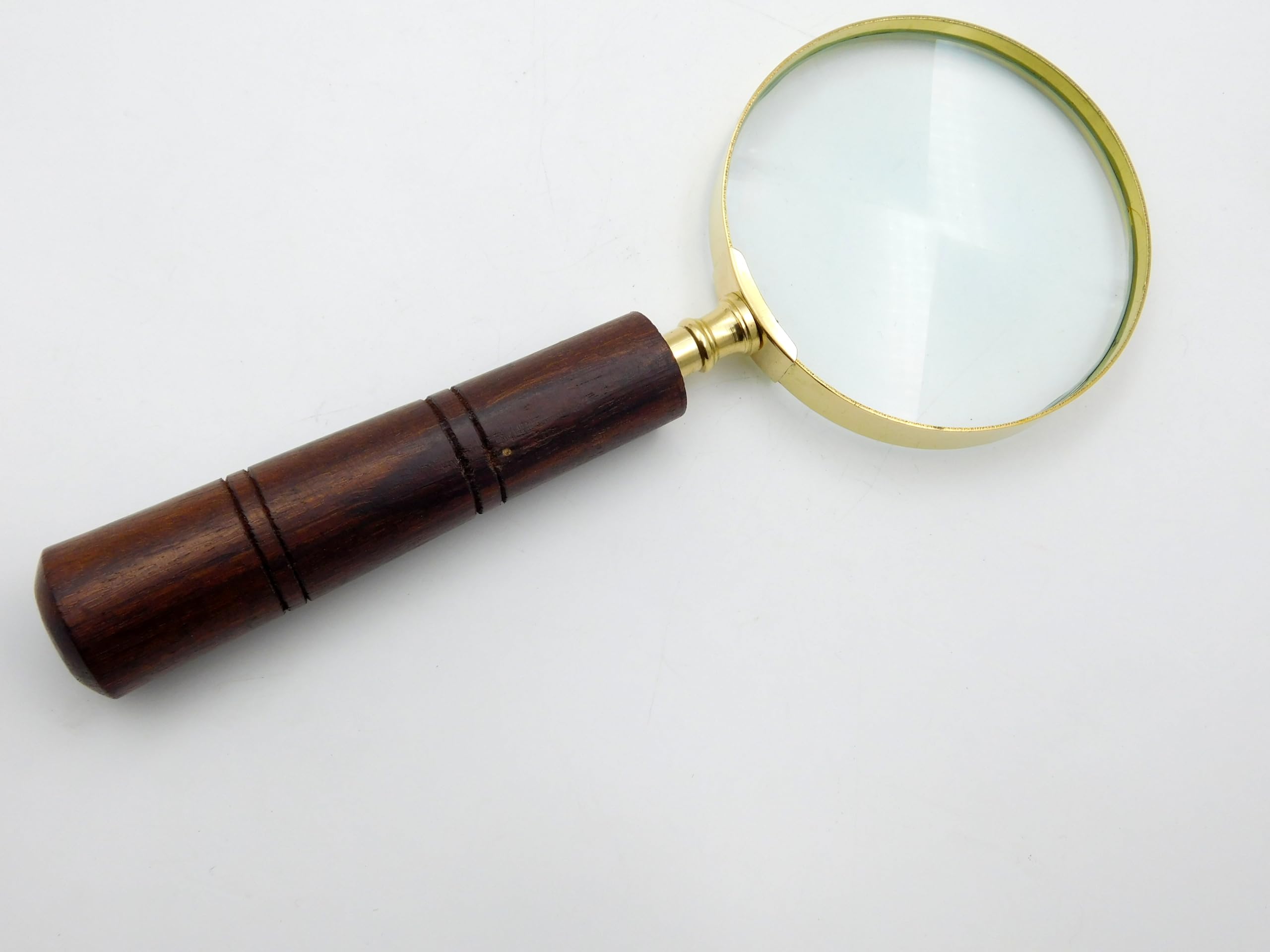 MERIDIAN NAUTICALS- Antique Brass Wooden Handle Magnifying glass handmade