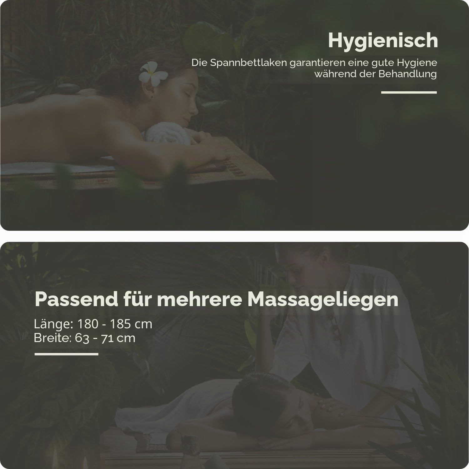 Spanbezug für Massageliege mit Gesichtsaussparung | Oeko TEX 100 | 63cm x 71cm x 185cm | Für alle Massage- oder Behandlungstische (Weiß)