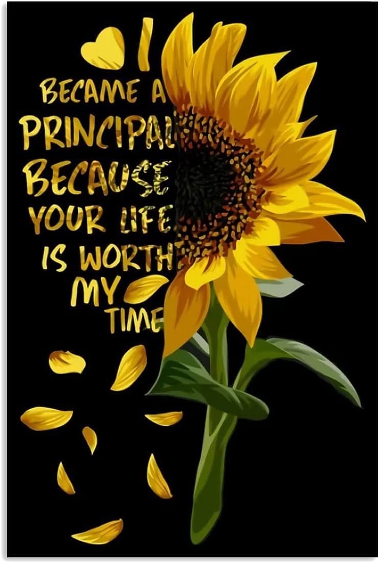 rayprint Sunflower Metal Tin Sign Because Your Life Is Worth My Time Wall Art Poster Wall Decor for Home Bedroom Living Room Decoration Plaque 8x12 Inch