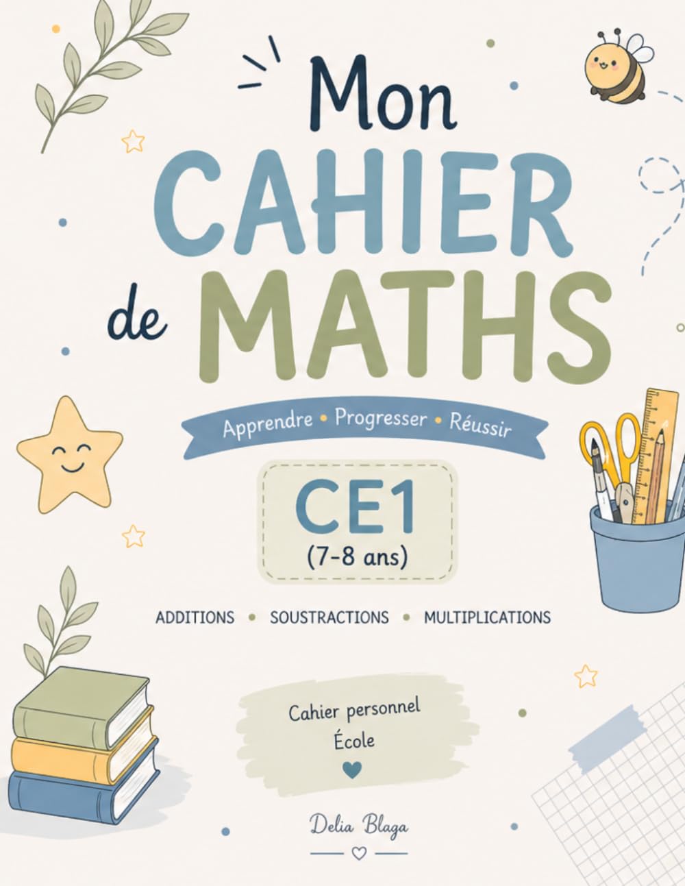 Cahier de Maths CE1 (7-8 ans): Exercices ludiques pour apprendre facilement - Additions, soustractions et multiplications