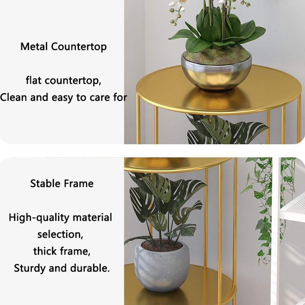 Generisch 3-Tier Metal Plant Stand - 23.62" Tall Vertical Wrought Iron Flower Pot Shelf for Indoor/Outdoor Use, Perfect for Patio, Garden, Balcony, Living Room - Stylish Multi-Plant Display Rack