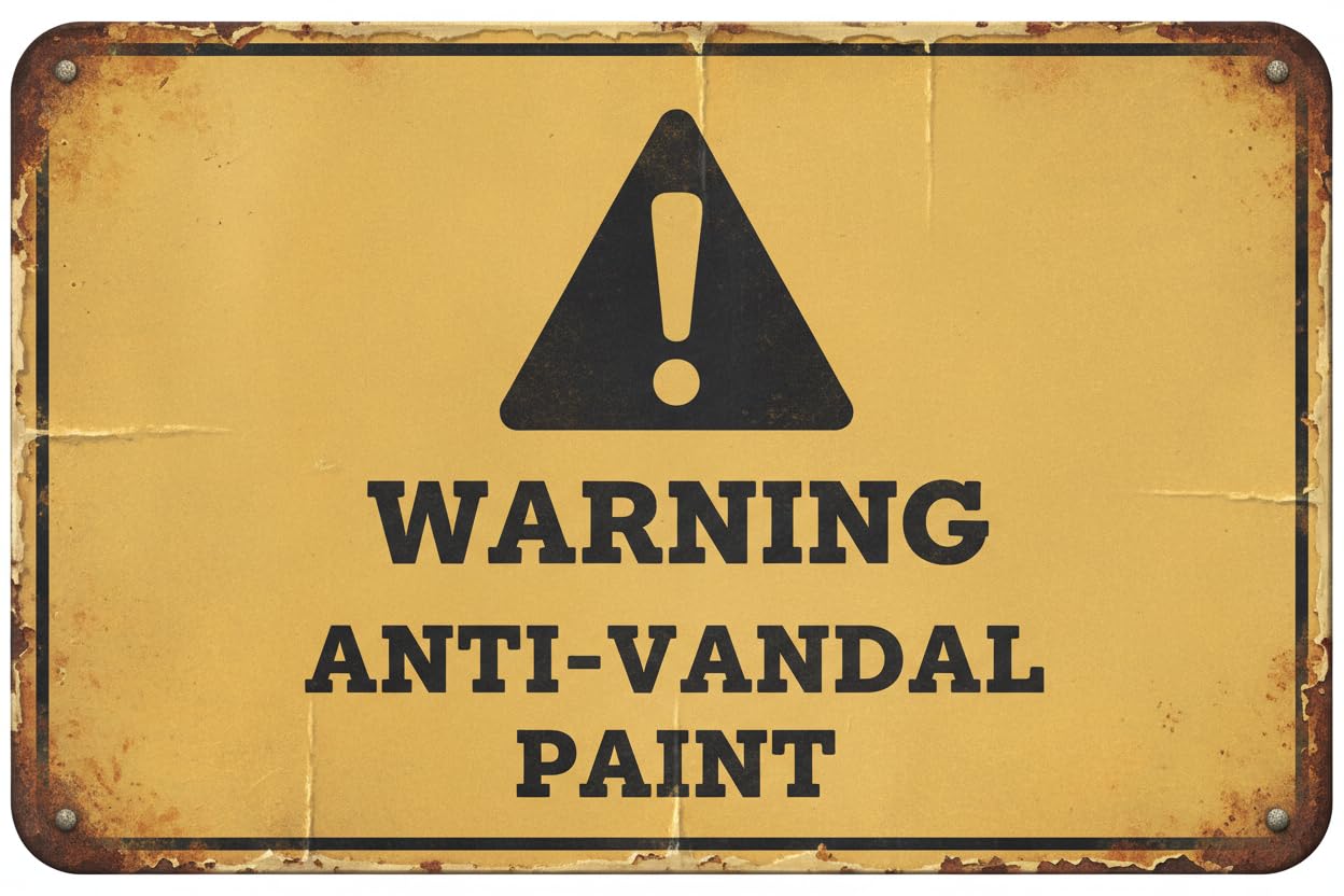 Wall Decor Warning Anti-vandal Paint - Security & Property Sign Metal Sign 8 X 12 Inches Clear Signage For S, Fences Vintage Signs Aluminum Plates Printed