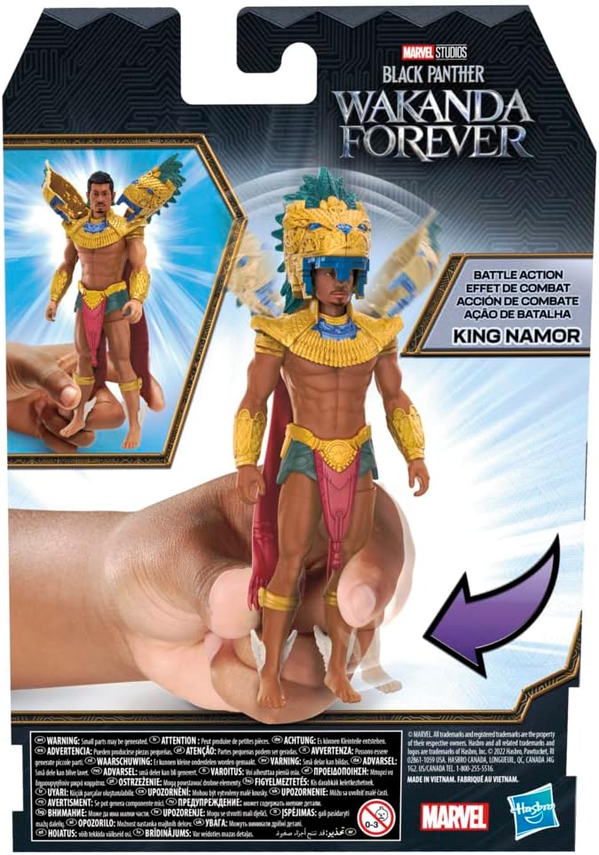 Marvel Studios' Black Panther Wakanda Forever Battle Action King Namor, 6-Inch Action Figure, Toy for Kids Ages 4 and Up