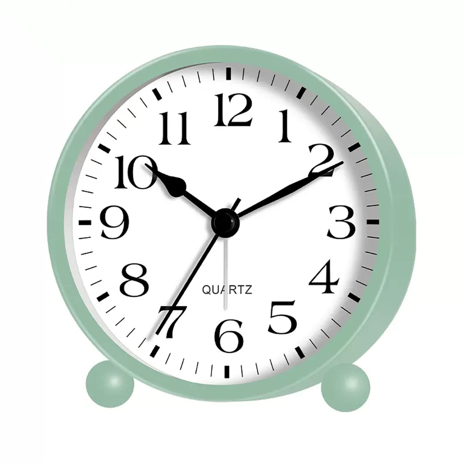 G5Z9W3C7M2 Loud Alarm Clocks Round Silent Analog Alarm Clock Non Ticking, with Night Light, Battery Operated(Green)