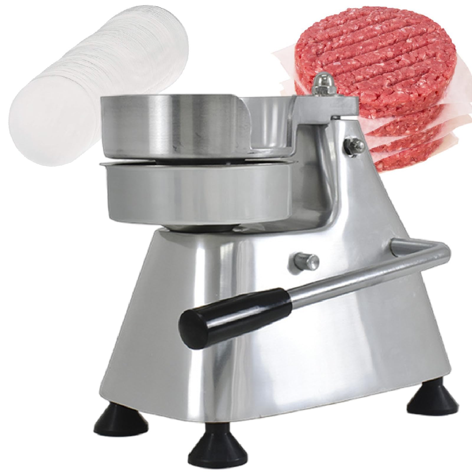 Przemysłowy maker kotletów burgerowych, 4/5/6 calowy pras do mięsa ze stali nierdzewnej, odporny na duże obciążenia, o klasie spożywczej i trwały (130mm)
