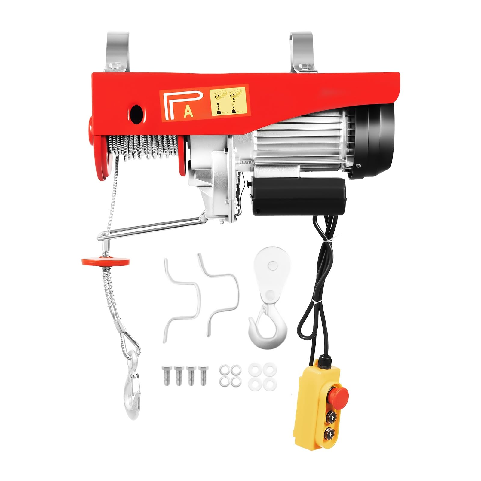 Elektrische Seilwinde 500kg bis 1000kg Hubhöhe 6-12m Seilzug Motorwinde 1600W Kupfermotor Flaschenzug 4/8m/min Hubgeschwindigkeit, Elektrischer Kettenzug für Garage, Werkstatt