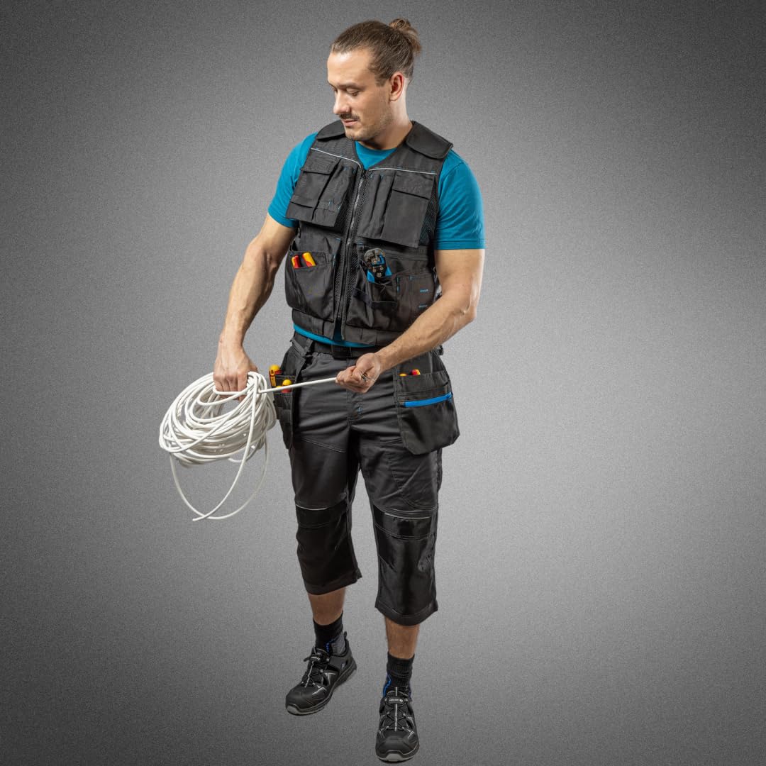 Högert Technik - WURNITZ Hose 3/4 schützendes Gummiband|Twill-Gewebe | Shorts mit Taschen | Herren Kurz Arbeitshose | Arbeitsshorts Arbeitshosen Männer | EN ISO 13688