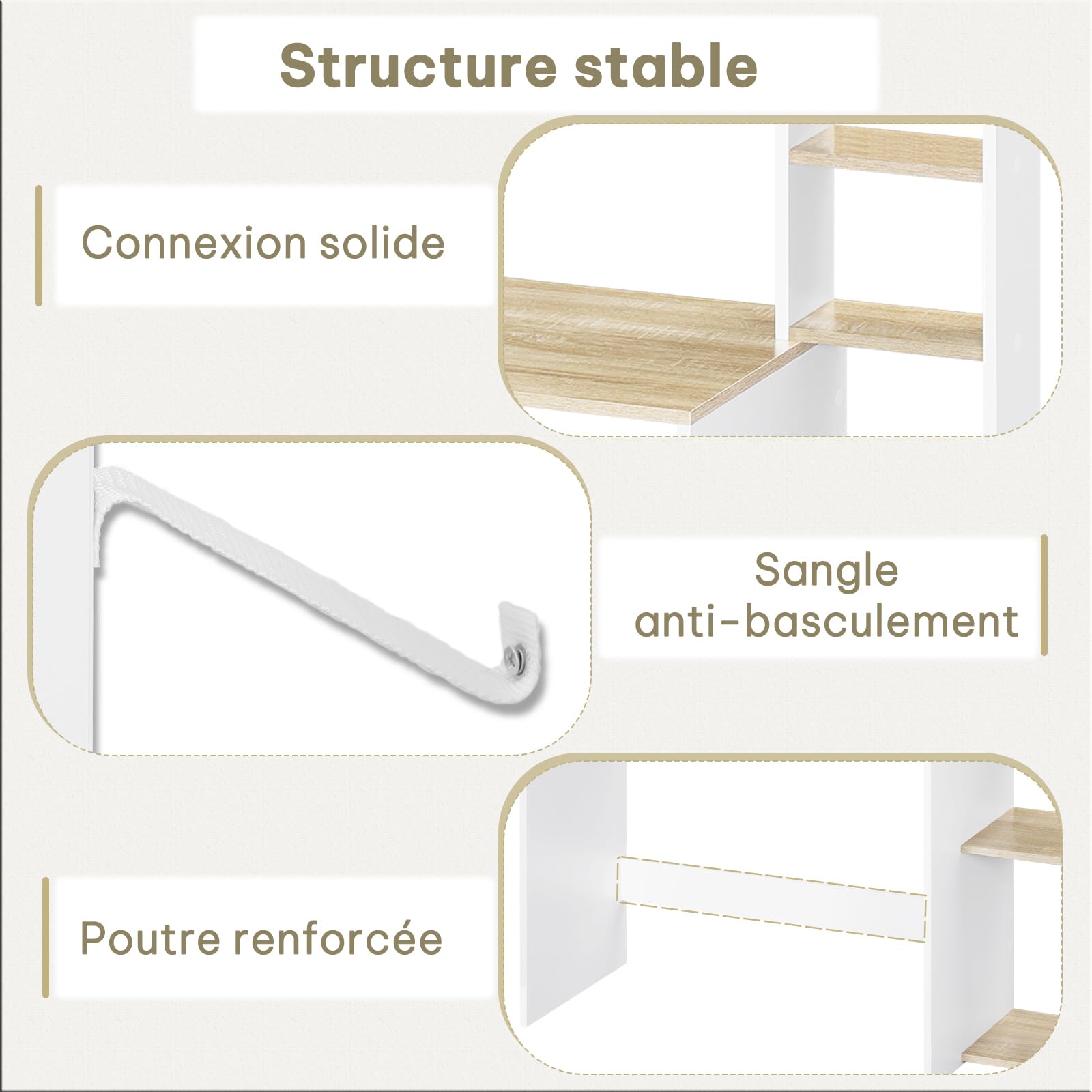 eSituro Bureau avec Étagères, 113x45x139 cm, Blanc et Chêne