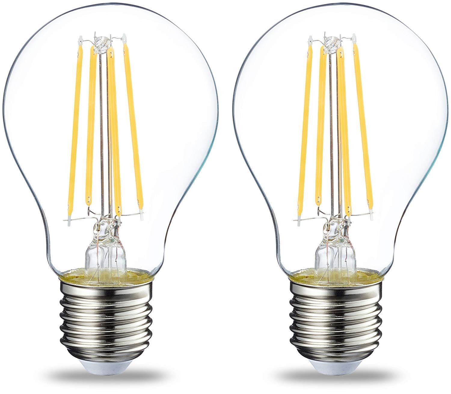 Amazon Basics Żarówka LED E27 z gwintem Edisona, 7 W (odpowiednik 60 W), przezroczysta, ciepła biel, brak możliwości przyciemniania, opakowanie 2 sztuk