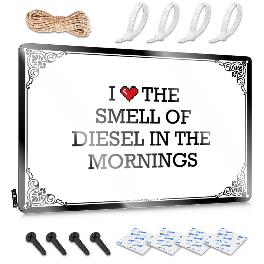 Funny Wall Art Lake House Decorations Vintage Wall Decor | I Love The Smell Of Diesel In The Mornings Hippie Nice For Farm Home Decoration(30X40CM)