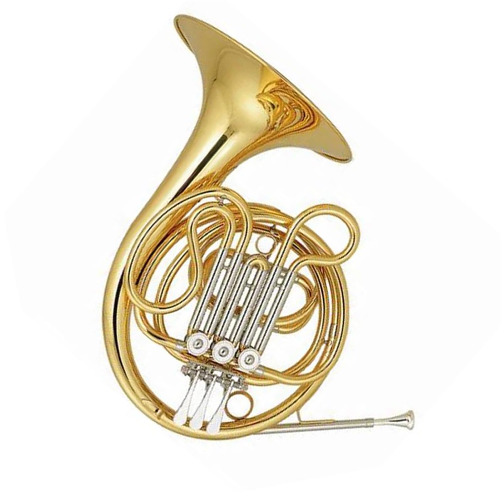 Corno francese Strumento musicale in corno francese con chiave in Mib/Fa laccato oro
