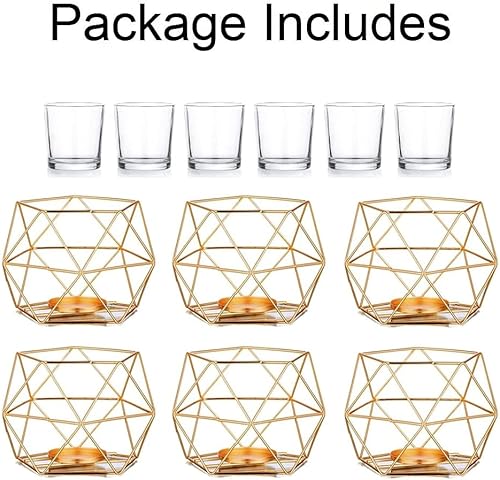 Miniatura 6 de Hewory Portavelas geométricos negros modernos centros de mesa de boda de metal para mesa soporte de vela votiva para luz de té para estante del