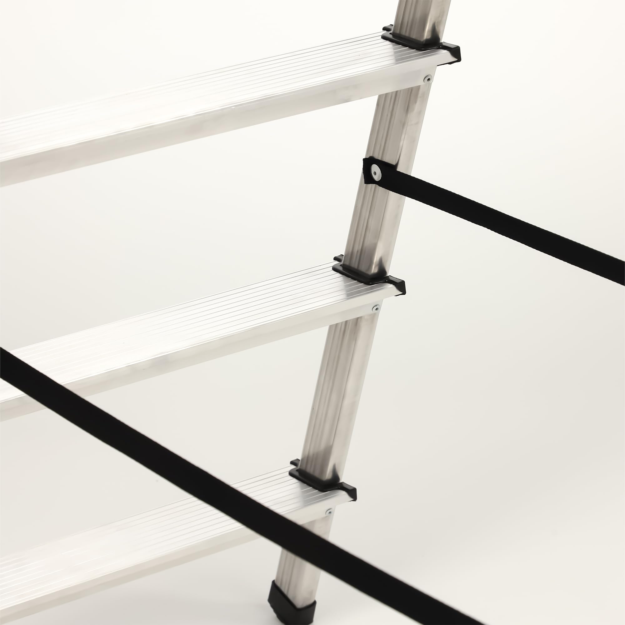 KADAX Escalera de Doble Cara de Aluminio con 7 Peldaños Antideslizantes, Capacidad de Carga de 125 kg, Plataforma de Trabajo y Diseño Plegable (145 x 50.5 cm)