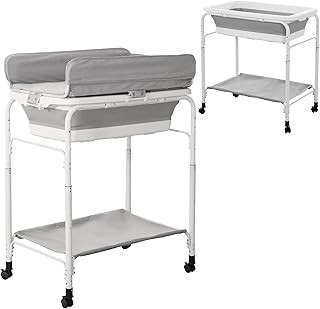 2-in-1 Baby Changing Table, Diaper Changing Station with Safety Belt，Portable Diaper Changing Table Height Adjustable Baby Changing Station for Infant and Newborn