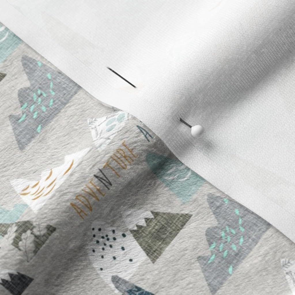 Spoonflower Fabric - Adventure Earth Micro Mountain Camping Forest Woodland Nursery Gender Printed on Minky Fabric Fat Quarter - Sewing Baby Blankets Quilt Backing Plush