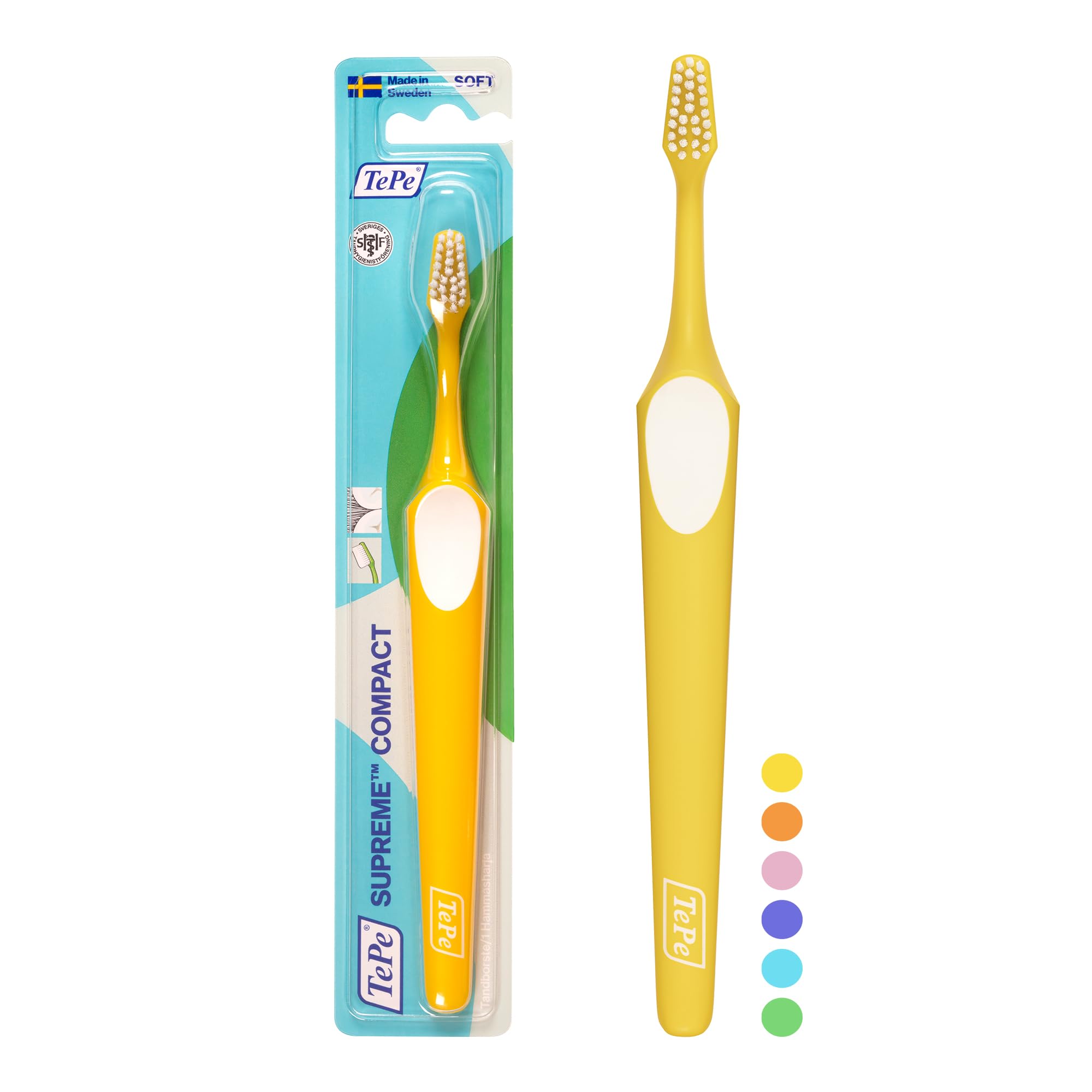 TePe Supreme Compact Toothbrush, Soft, Assorted Colours, 1pc
