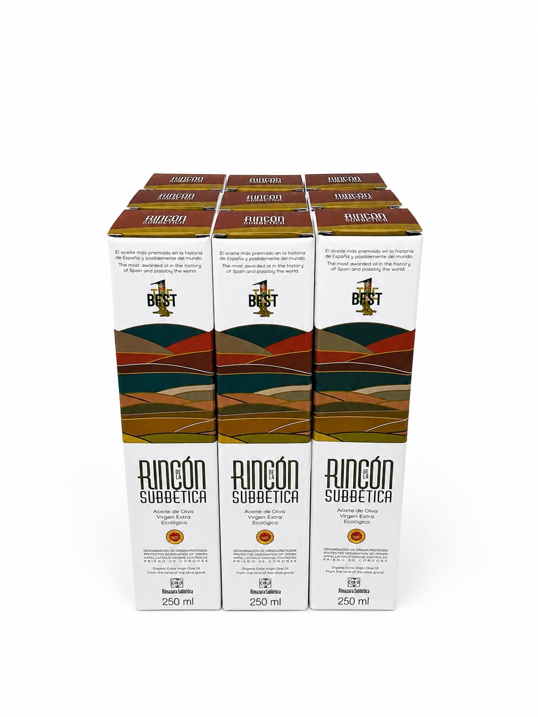 RINCÓN DE LA SUBBÉTICA – Aceite de Oliva Virgen Extra 250 ml | Pack 9 Botellas | DOP Priego de Córdoba | Monovarietal Hojiblanca | Sabor Intenso| Ideal Cocina Gourmet y Uso en Crudo